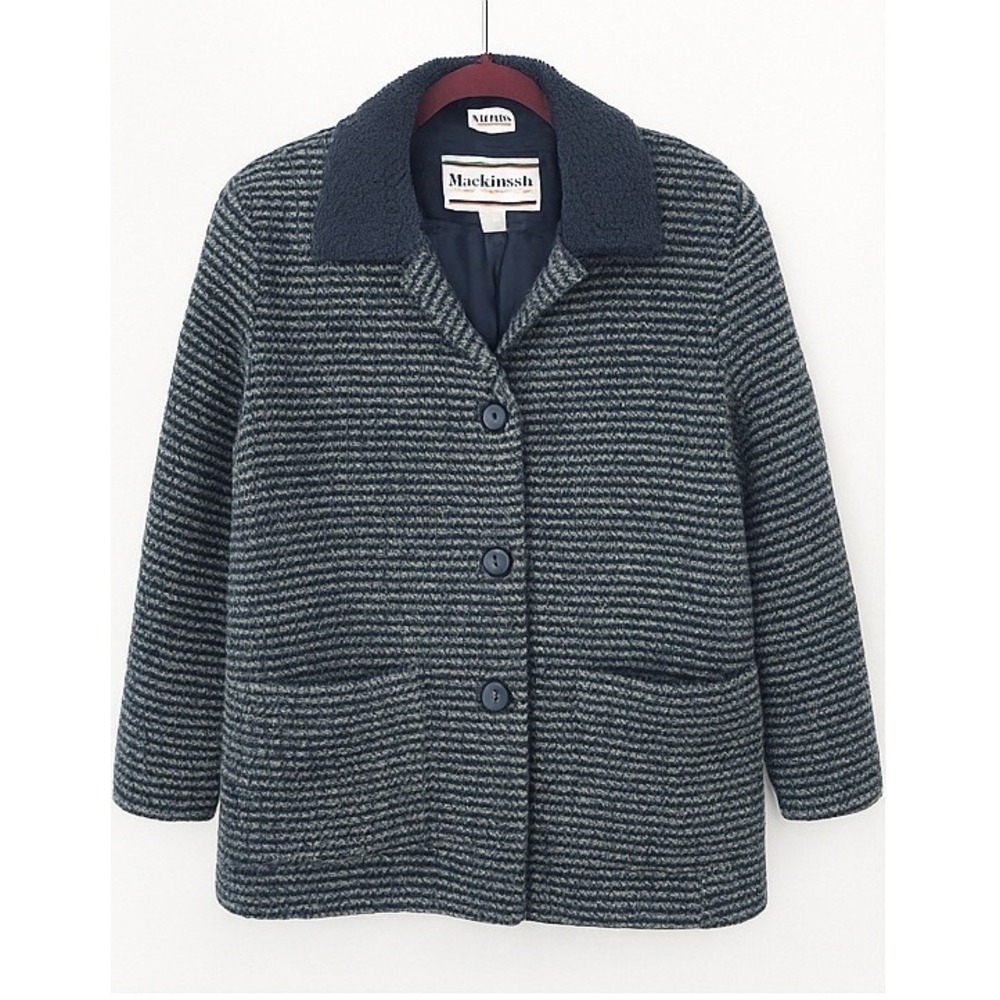 Mackintosh New England Women Med. Textured Knit Coat Shoulder Pads Vintage‎ READ